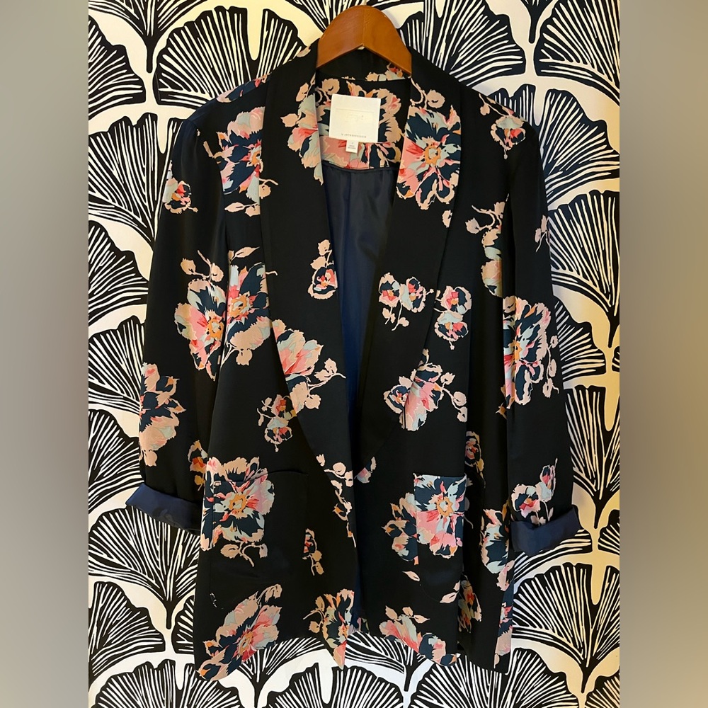 Anthropologie Floral Women's Blazer Jacket Size Small Oversized